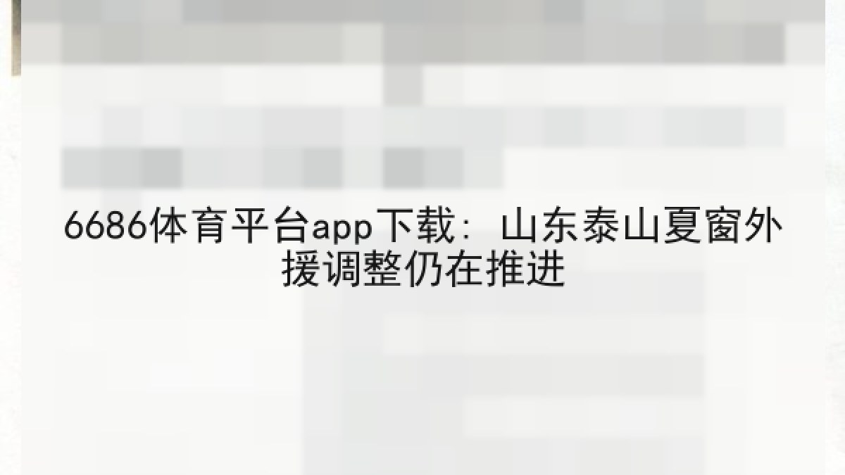 6686体育平台app下载: 山东泰山夏窗外援调整仍在推进